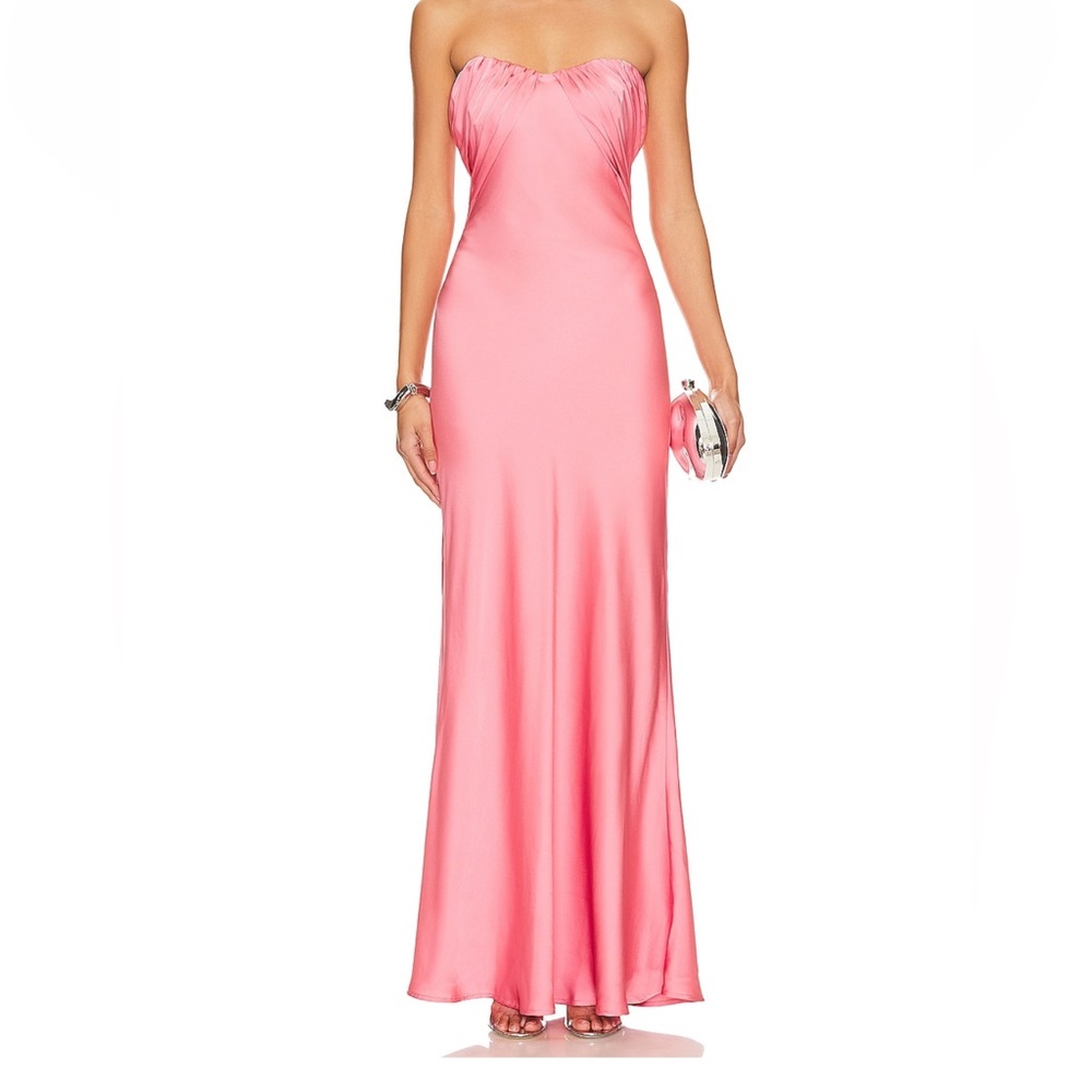 MISHA Livia Maxi Dress size small in conch shell pink. Worn once. Good condition